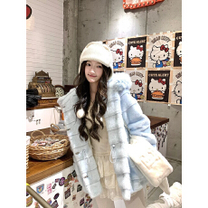 批发中古雪球环保水貂毛毛皮草外套皮毛冬季一体加厚秋冬高级大衣
