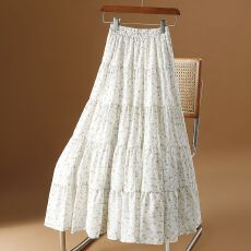 批发<b class='q'>雪纺</b>碎花拼接半身裙2026新款夏季褶皱裙垂感大摆印花a字蛋糕裙子