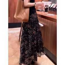 批发设计感小众玫瑰碎花<b class='q'>雪纺</b>半身裙女2026年夏季新款松紧腰显瘦a字裙