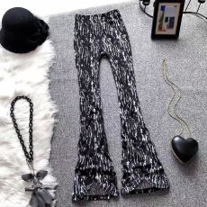 批发微喇叭裤女夏季薄款高腰垂感扎染竖条纹显瘦百搭休闲直筒拖地裤潮