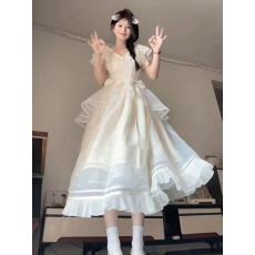 批发法式气质<b class='q'>宫廷</b>风优雅千金小姐少女白月光<b class='q'>连衣裙</b>夏季收腰超仙公主裙