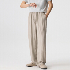 批发夏季薄款冰丝<b class='q'>休闲</b>裤男士日系垂感阔腿山本裤宽松直筒运动长裤子
