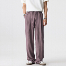 批发2026夏季冰丝<b class='q'>休闲</b>裤男<b class='q'>美式</b>垂感直筒运动速干裤紫色慵懒阔腿山本裤