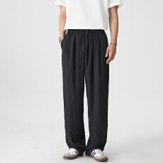 批发轻薄垂感透气<b class='q'>休闲</b>裤男生夏季<b class='q'>美式</b>黑色冰丝宽松直筒阔腿速干山本裤