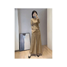 批发<b class='q'>时尚</b>洋气修身套装女2026春季新款简约通勤风收腰上衣阔腿裤两件套