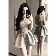 批发气质名媛御姐风<b class='q'>高端</b>精致挂脖短裙独特漂亮超好看<b class='q'>连衣裙</b>2026