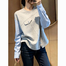 批发2026年春季新款假两件拼接卫衣<b class='q'>女</b>撞色设计感小众圆领套头上衣
