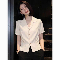 批发气质西装领收腰短袖<b class='q'>衬衫</b>女2026夏季新款今年流行爆款<b class='q'>修身</b>显瘦上衣