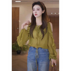 批发BOXUE绿柳天丝高级感休闲气质女装上衣#