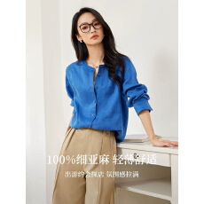 批发<b class='q'>梵</b><b class='q'>希</b><b class='q'>蔓</b>法式圆领亚麻衬衫女2026年秋季新款廓形宽松衬衣高级感上衣