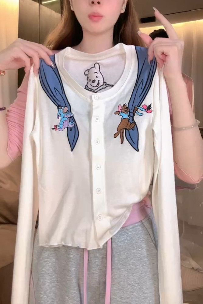 韩系巨好看卡通防晒针织罩衫春夏季新款胖mm显瘦遮肉开衫上衣 服裝批發女裝批發服飾貨源