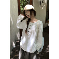 韩系校园风长袖t恤女INS超火宽松显瘦上衣
