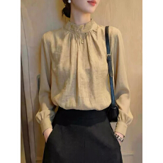 批发淑女风立领衬衫女别致显瘦洋气减龄通勤<b class='q'>上衣</b>高级感超好看时尚2026
