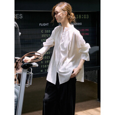 批发Jicouture 对丝<b class='q'>亚麻</b>莱赛尔混纺立裁设计感白衬衫女设计感小众上衣