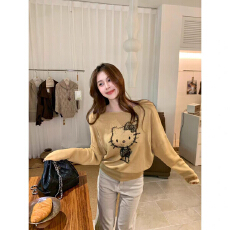 批发网红秋冬新款卡通<b class='q'>印花</b>针织衫女宽松显瘦百搭休闲辣妹上衣ins风潮