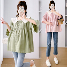 批发2026实拍夏季新款孕妇娃娃衫上衣