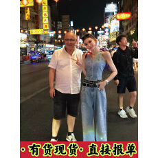 批发李婉君原创爆闪满天星闪钻<b class='q'>马甲</b><b class='q'>背心</b><b class='q'>牛仔</b>裤套装女士显瘦直筒<b class='q'>牛仔</b>裤