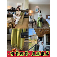 批发周美美  <b class='q'>棉麻</b>刺绣花边松紧腰阔腿休闲<b class='q'>裤</b>