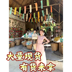 批发陳文文xenl蝶梦霓裳粉色吊带不规则<b class='q'>连衣裙</b><b class='q'>钉珠</b>清迈度假风长裙