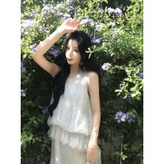 批发ICELOLLY清冷感穿搭绿色薄纱背心吊带连衣裙女初夏独特漂亮长裙子