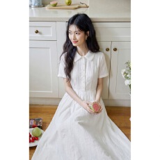 批发休闲短袖<b class='q'>t</b><b class='q'>恤</b>裙女2026夏季新款高级感修身设计感法式花边长裙