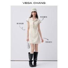 批发优等生VEGA CHAN条纹连衣裙女2026新款夏季设计小众学院风裙