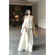 批发ALIN虚境流光法式小资夏季无袖飘带高级感洋气上衣<b class='q'>套装</b>