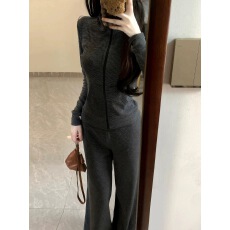 批发韩系慵懒修身卫衣休闲运动套装女秋时尚显瘦<b class='q'>韩版</b>宽松阔腿裤两件套