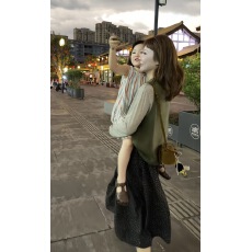 批发秋季新款百搭加厚打底上衣加马甲加<b class='q'>花苞</b>碎花半<b class='q'>裙</b>套装
