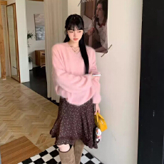 批发韩系chic碎花不规则女新款秋季百搭氛围感A字裙半身裙