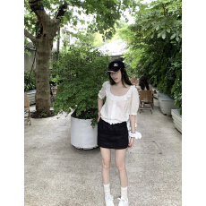 批发韩系ins风白色提花氛围感短袖T恤女百搭上衣