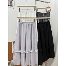 批发春季韩版木耳边花苞裙中长款半身裙遮胯大摆裙