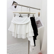 批发不规则飘带褶皱高腰显瘦半身裙短<b class='q'>裙子</b>春夏双层A字包臀裙