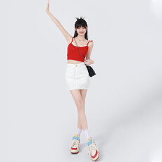 批发白色高腰牛仔半身裙女2026年夏季防走光高腰显瘦<b class='q'>百搭</b>a字包臀短裙