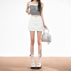 批发白色高腰牛仔半身裙女2026年夏季防走光高腰显瘦百搭a字包臀短裙