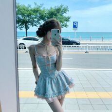 批发公主风甜美清新蓬蓬裙套装女2026<b class='q'>春</b>夏新款粉色开衫上衣吊带连衣裙