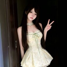 批发纯欲甜美短裙夏季收腰显瘦设计感<b class='q'>蕾丝</b>拼接吊带连衣裙开衫两件套女