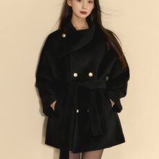 批发秋冬新品大衣短款气质<b class='q'>显瘦</b>法式高级外套百搭休闲设计毛呢呢子大衣