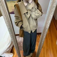 批发高级感英伦风时尚短款风衣外套女春秋2026新款宽松小个子<b class='q'>百搭</b>上衣
