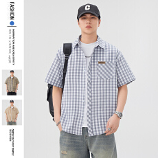 批发广州货基础衬衫<b class='q'>短袖</b><b class='q'>男生</b>新款夏季百搭宽松休闲衬衣上衣外套