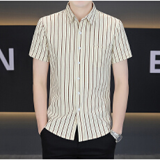 批发广州货条纹<b class='q'>衬衫</b><b class='q'>男</b>士短袖免烫商务休闲帅气<b class='q'>衬衣</b>夏季百搭新款寸衫