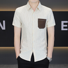 广州货格子衬衫男士短袖免烫商务休闲帅气衬衣夏季百搭新款寸衫