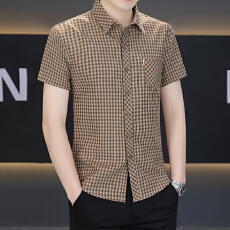 广州货格子衬衫男士短袖商务休闲帅气衬衣夏季韩式百搭新款寸衫