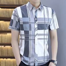 批发广州货夏季男士<b class='q'>衬衫</b>男装短袖潮流格子<b class='q'>衬衣</b><b class='q'>商务</b>休闲百搭修身寸衫