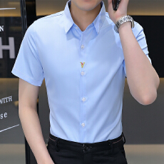广州货新款衬衫男短袖夏季男装冰丝商务男士衬衣韩版修身寸衣