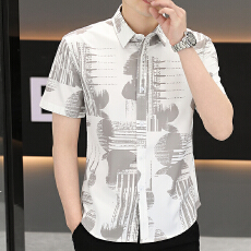 批发广州货夏季男装短袖<b class='q'>衬衫</b>印花<b class='q'>衬衫</b>上衣休闲帅气<b class='q'>衬衣</b>百搭修身<b class='q'>商务</b>