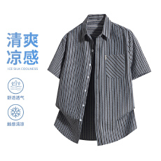批发广州货条纹衬衫<b class='q'>男装</b>短袖免烫<b class='q'>商务</b><b class='q'>休闲</b>帅气衬衣夏季百搭新款寸衫