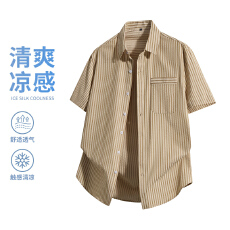 批发广州货条纹衬衫男士短袖免烫商务休闲帅气<b class='q'>夏</b>季百搭新款男装寸衫