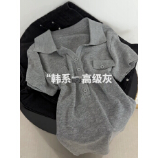 批发韩系<b class='q'>原</b><b class='q'>单</b>夏季新款针织Polo领钮扣短袖