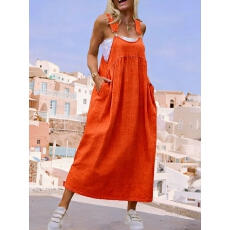 批发<b class='q'>欧美</b>跨境外贸大码女装亚马逊新款背带<b class='q'>连衣裙</b>长裙仿牛仔时尚裙子女